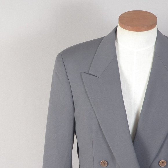Mani Olive Godfrys Men's Coat Blazer Gray Double Breasted 40R